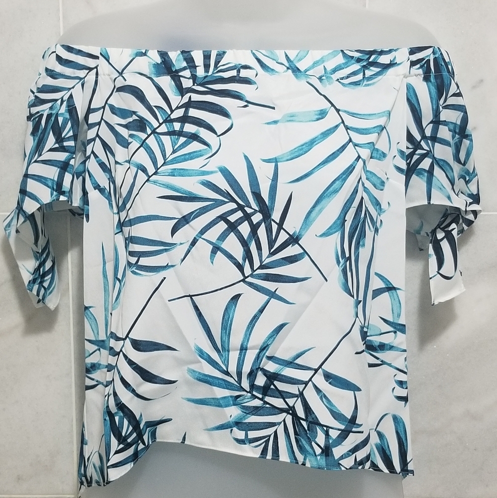 Amanda Uprichard Leaf Off Shoulder Tie Blouse S